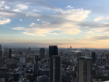 Sunset viewed from Umeda Sky Building in Osaka, Japan